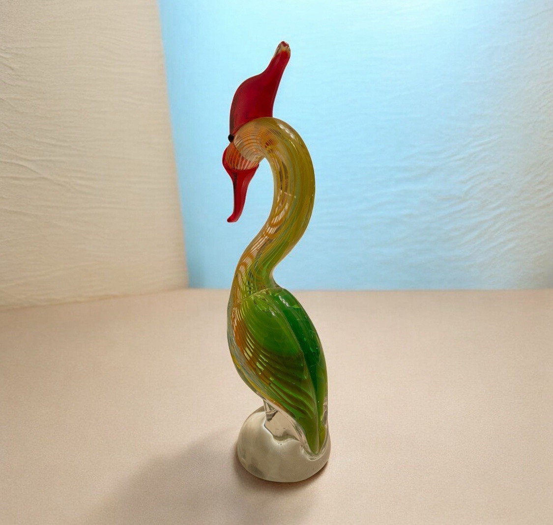 Vintage Marano’s 9.5 Inches Swamp Multicolor Hand Blown Art Glass No Chips