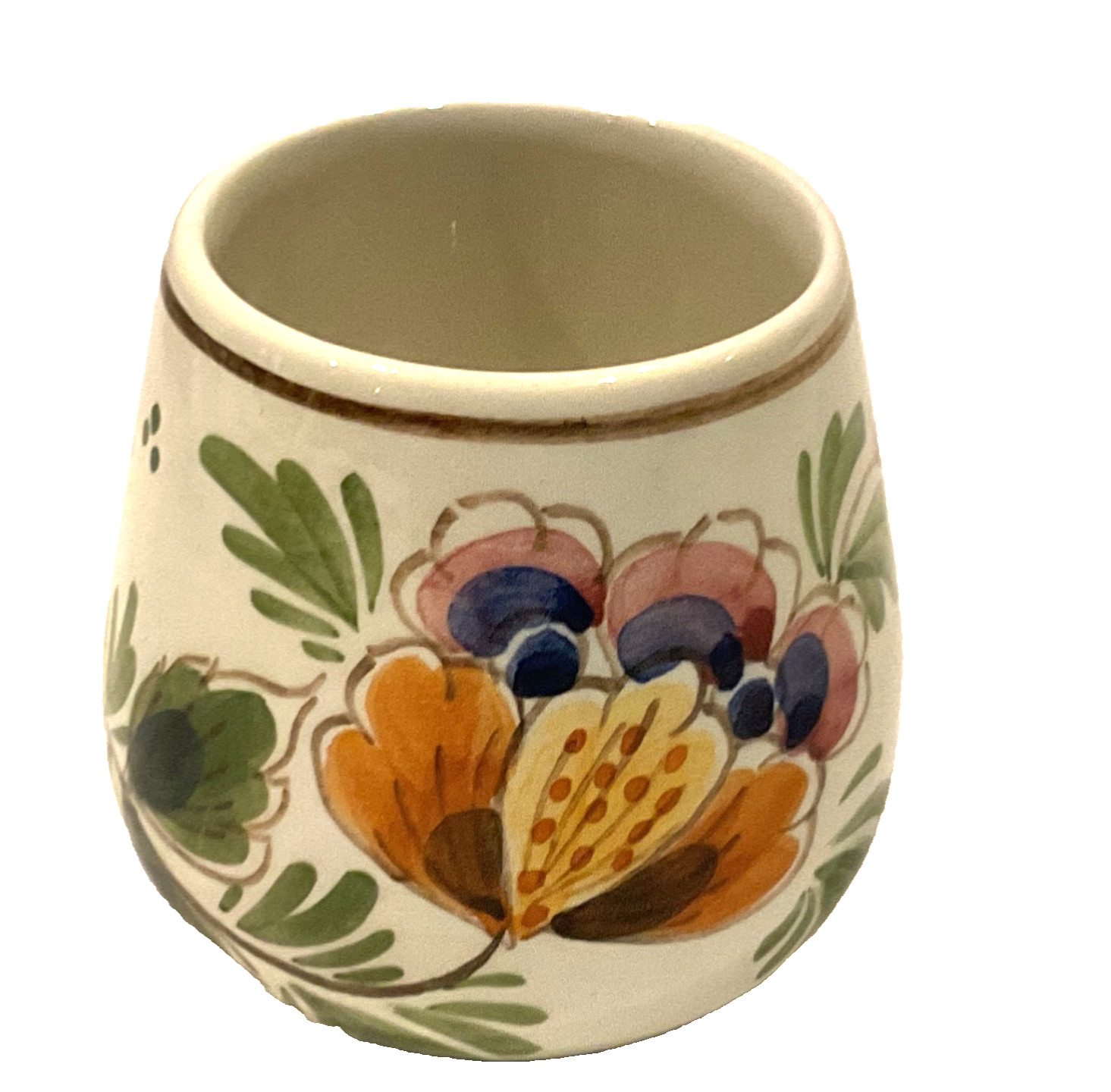 Vintage Dutch DP Delft Pottery Small Floral Vase 3.5″