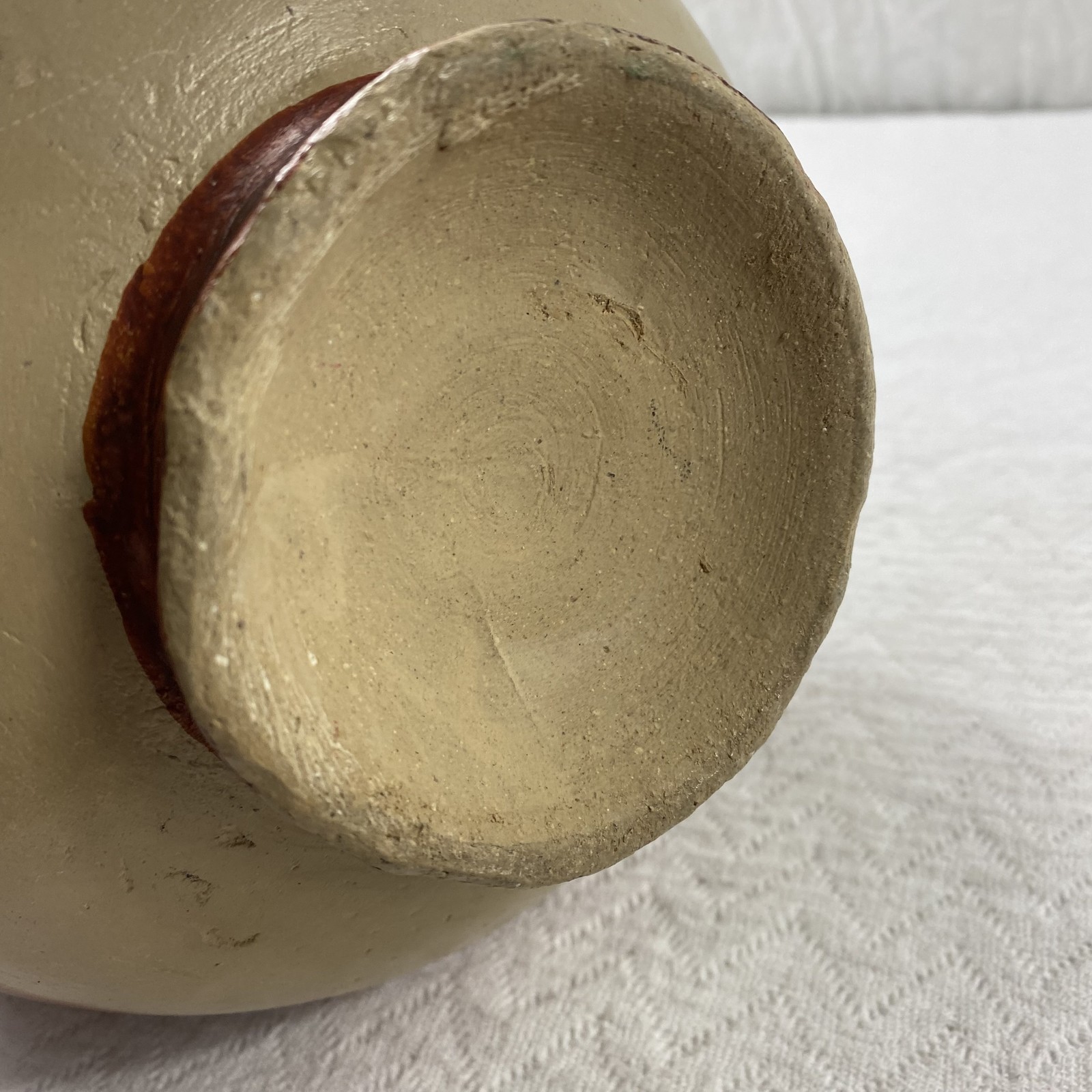 Vintage Art Pottery Vase Hand Painted Abstract Leaf Drip Boho 12″ Tall Decor