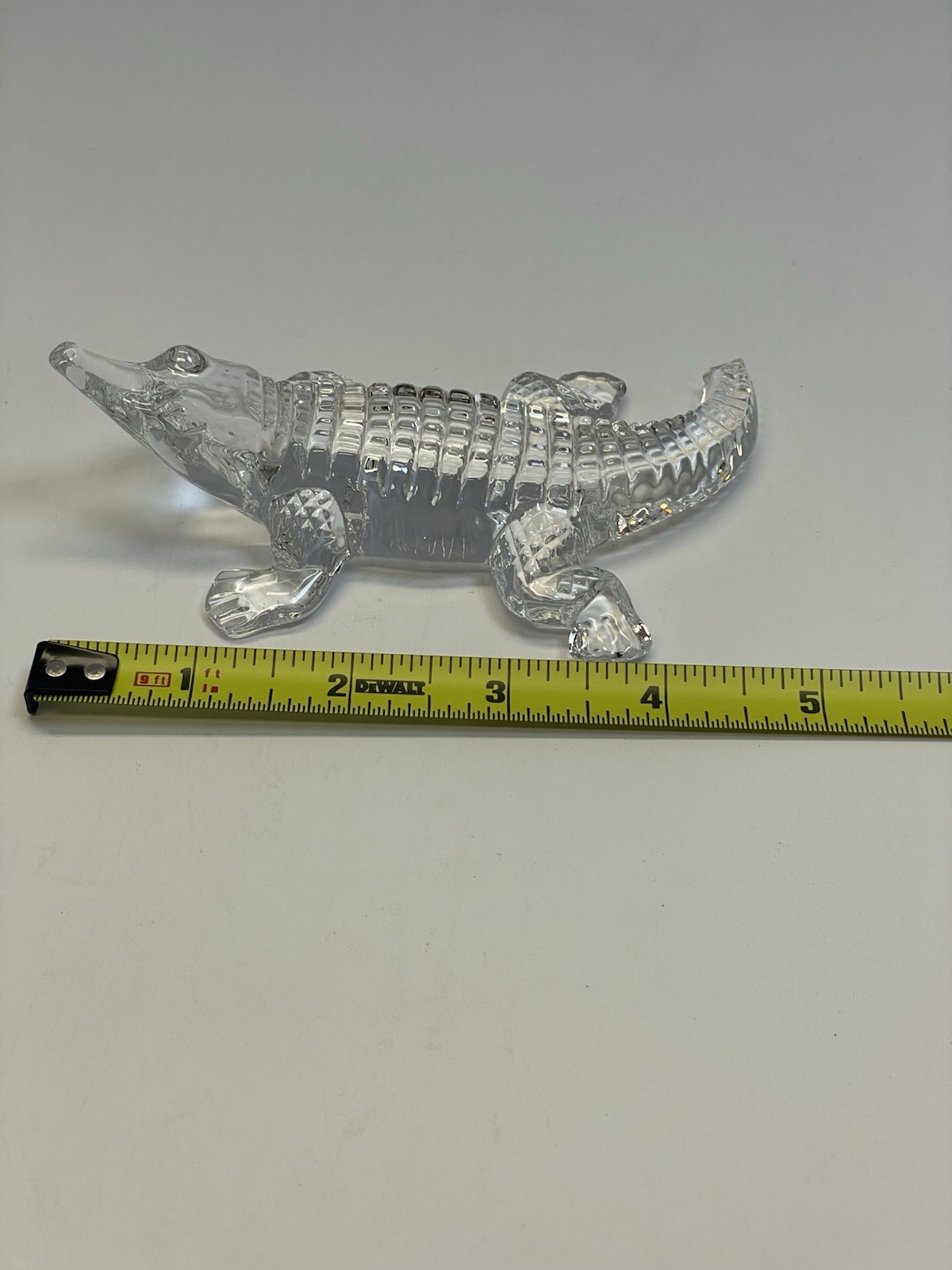 Waterford Crystal Alligator Paperweight Figurine 5” -Tip Of Tail Broken