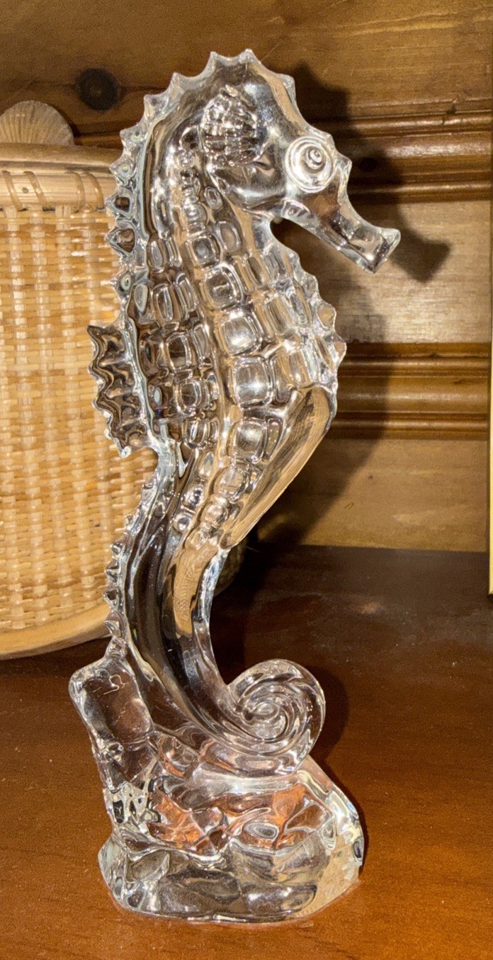 Vtg Waterford Crystal Seahorse Sculpture Figurine 7” Etched Signature