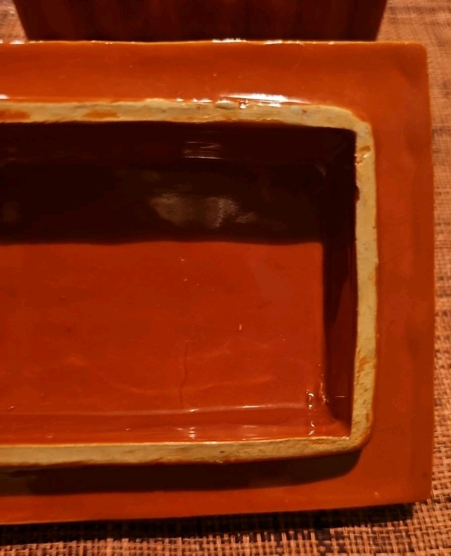 Cigarette Pottery Trinket Box w/Lid 60s Orange Ceramic MCM Italy #’d 75-57-READ