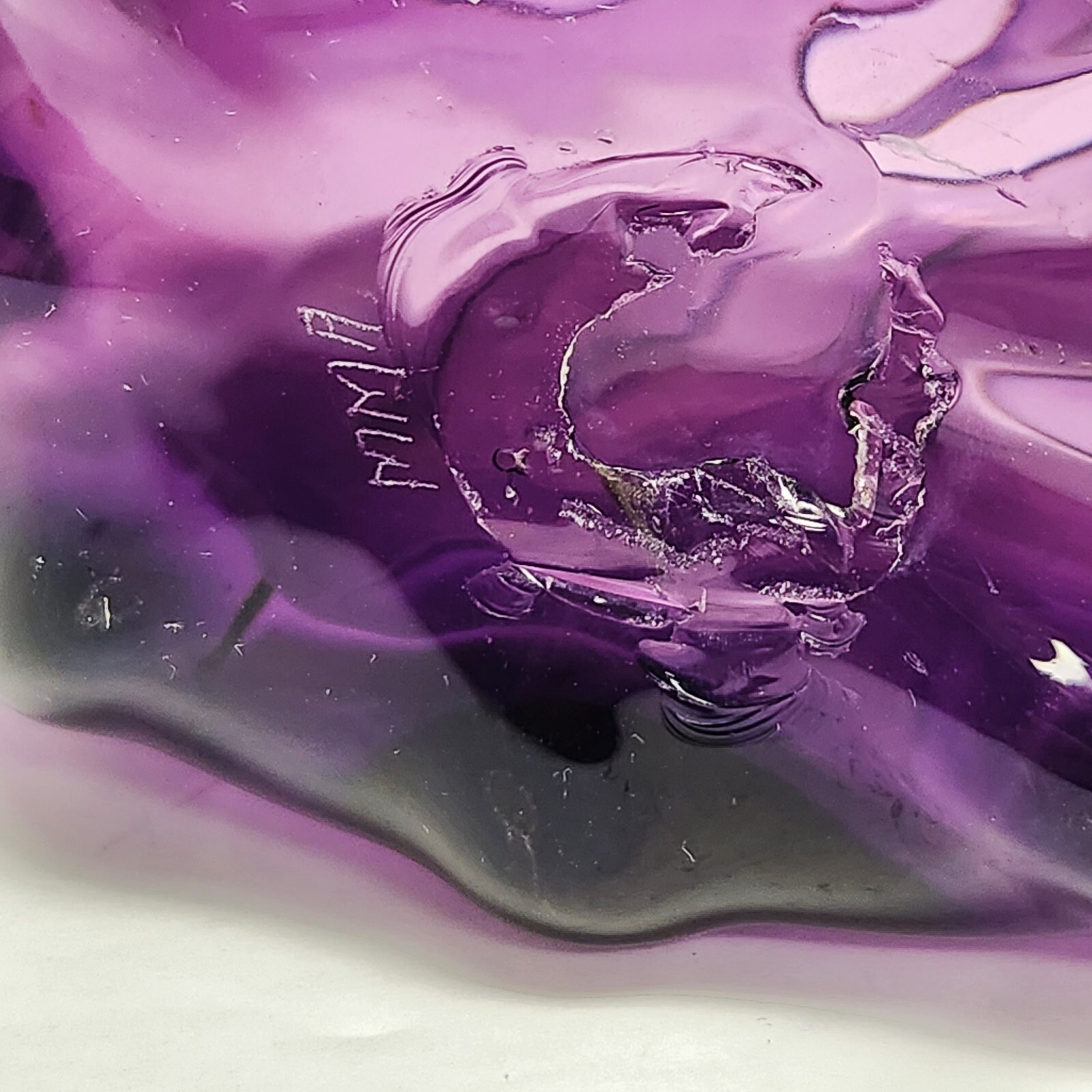 Metropolitan Museum of Art MMA Hand Blown Ribbed Purple Glass Bottle Vase