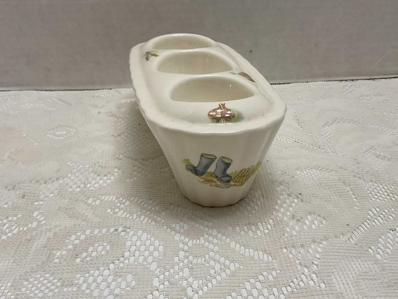 Aynsley Bone China Edwardian Kitchen Garden 3 Tealight Candle Holder Approx 8”