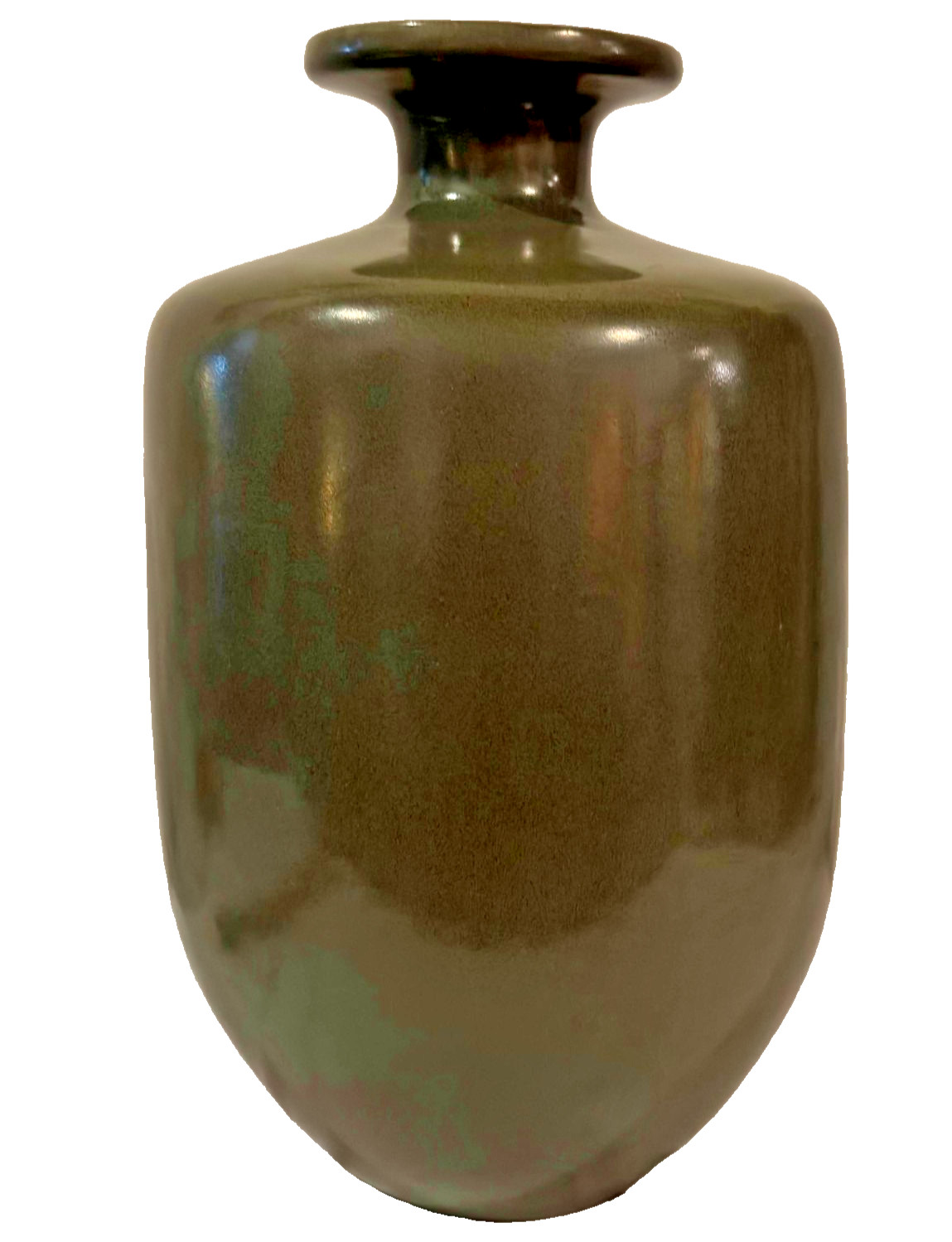 Large Olive Green USA Studio Pottery – One of a Kind Ceramic Pottery Vase 15in