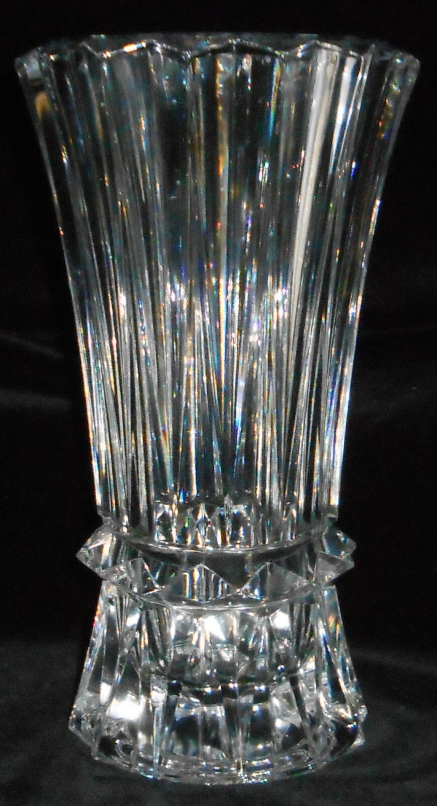 1998-2003 Mikasa Crystal RAINIER PATTERN 10 1/4″ Vase GREAT DESIGN!