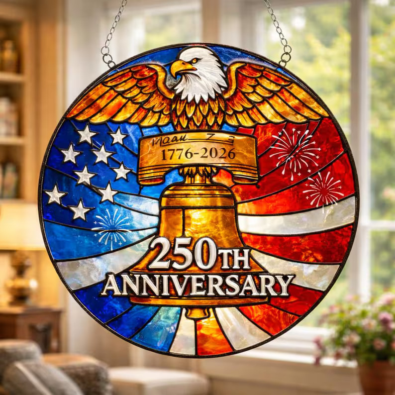 USA Freedom Patriotic Years Suncatcher Glass