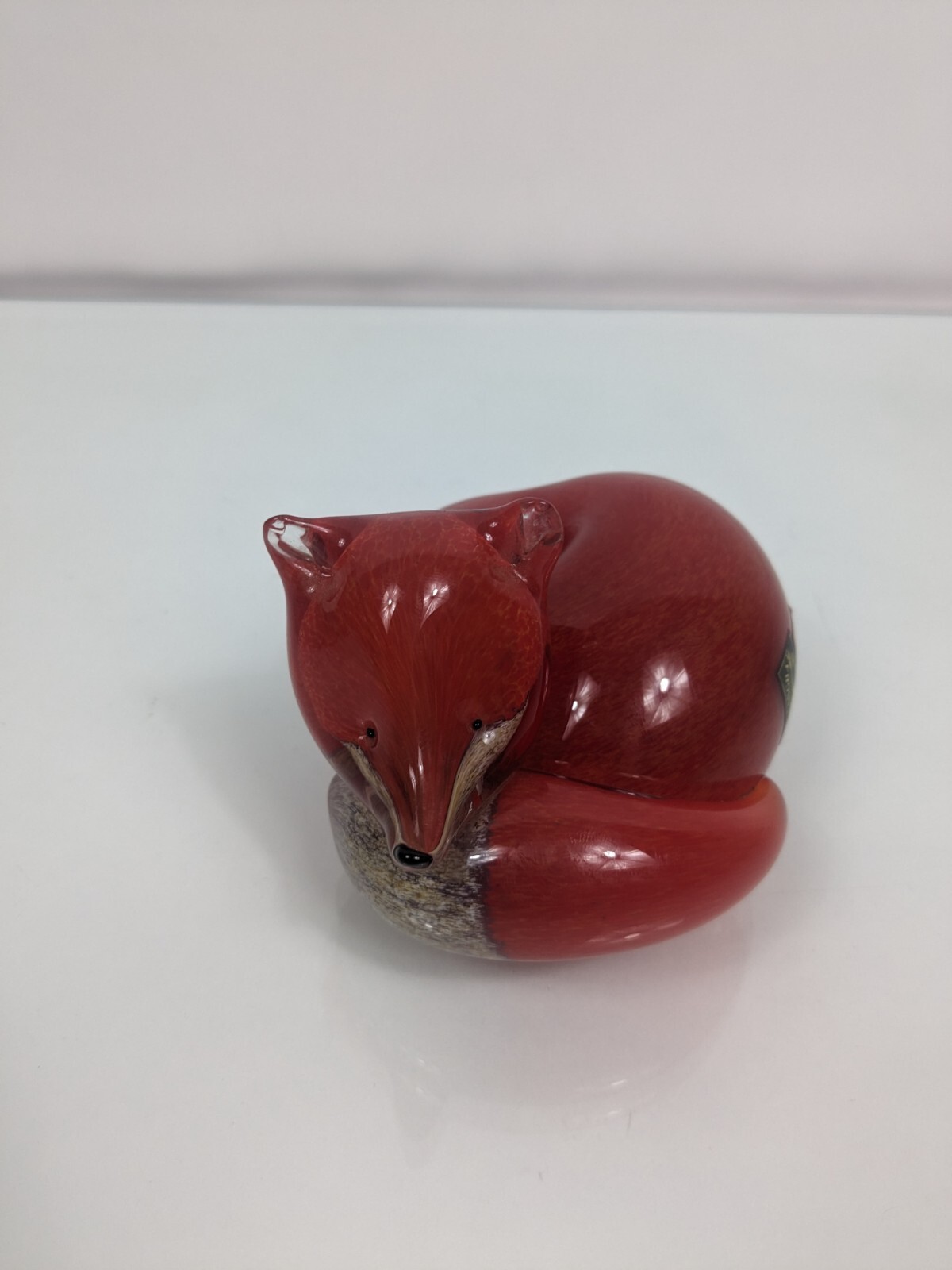 Beautiful Langham England Fox Paperweight HandBlown Art Glass Signed Paul Miller