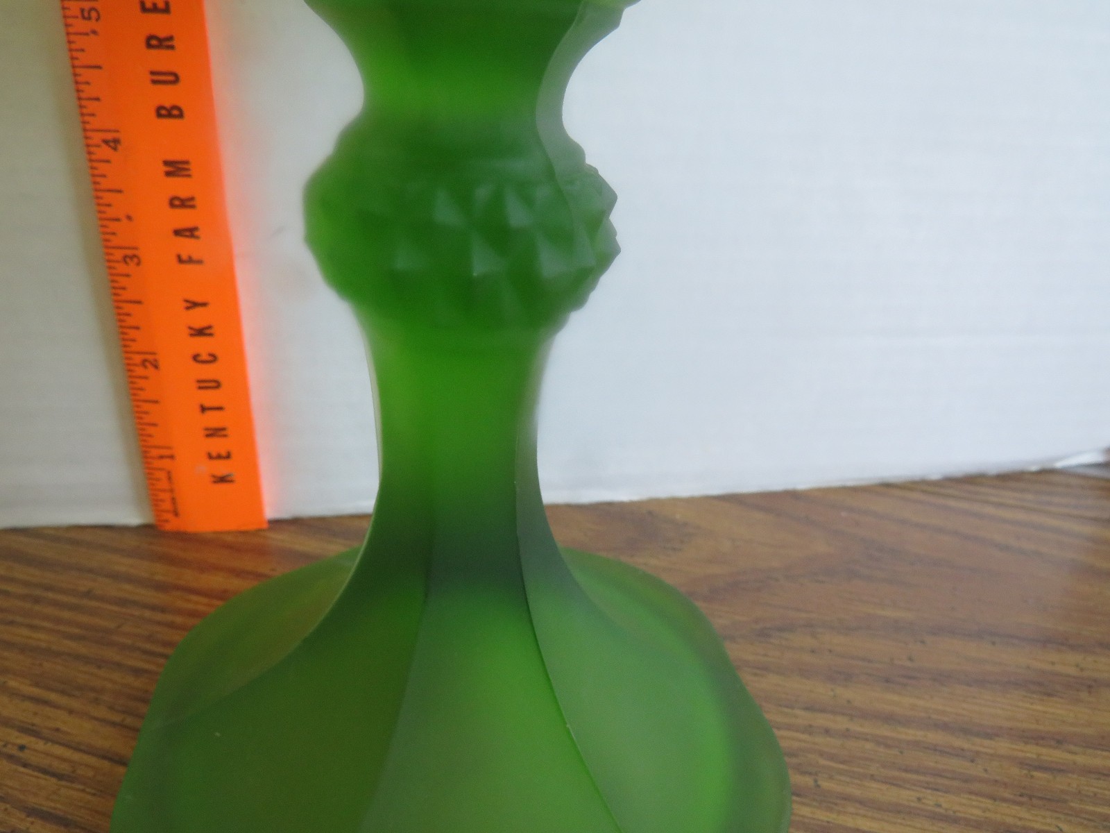 Indiana Glass Avocado Green Diamond Point Footed Pedestal 11″ Goblet/Urn/Vase