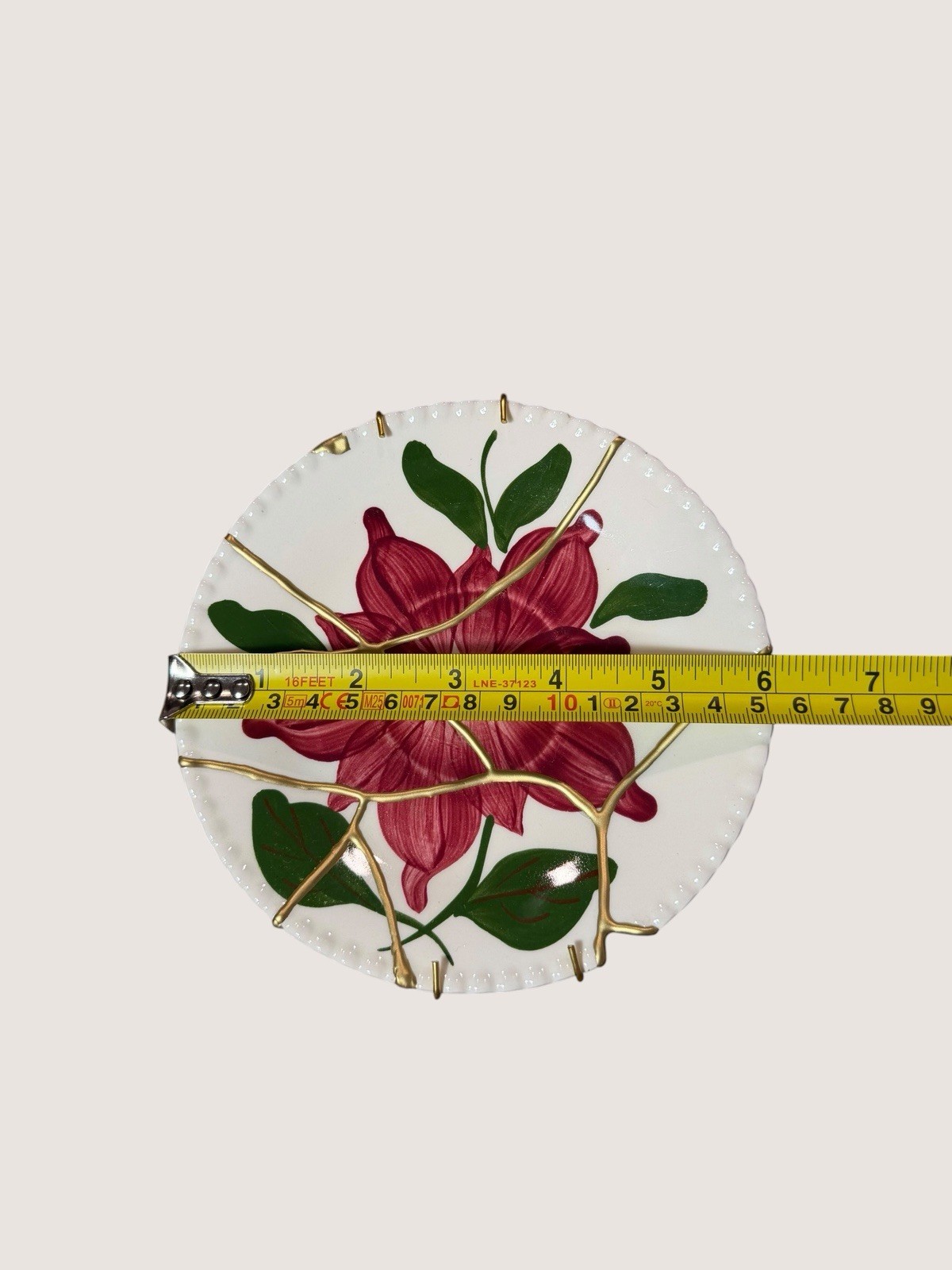 Kintsugi Dahlia Plate | Gold Repaired Floral Wall Art | Oregon Garden Decor