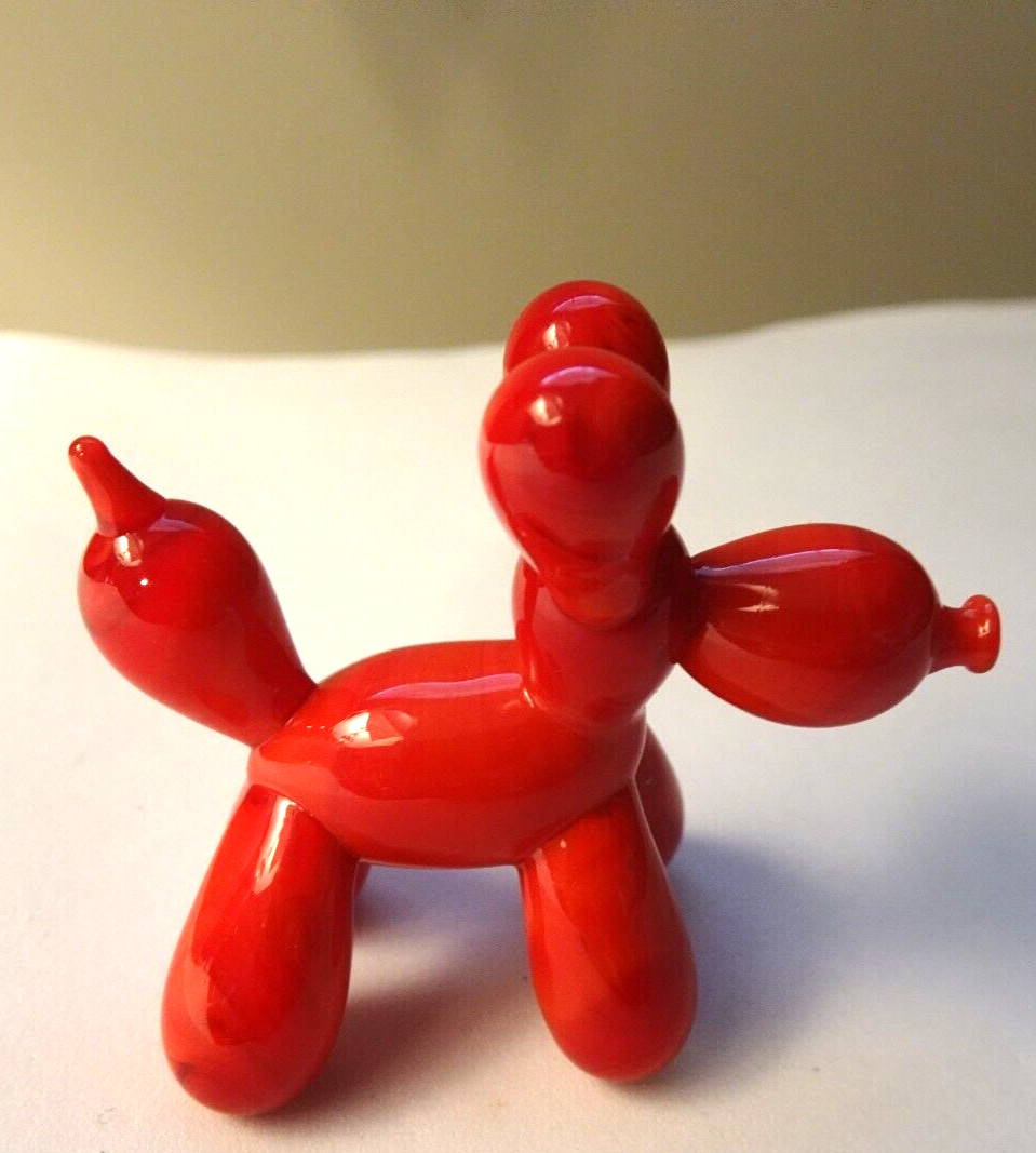 Luke Adams Studio Art Glass “Balloon Dog” Miniature Cabinet Figurine Window RED