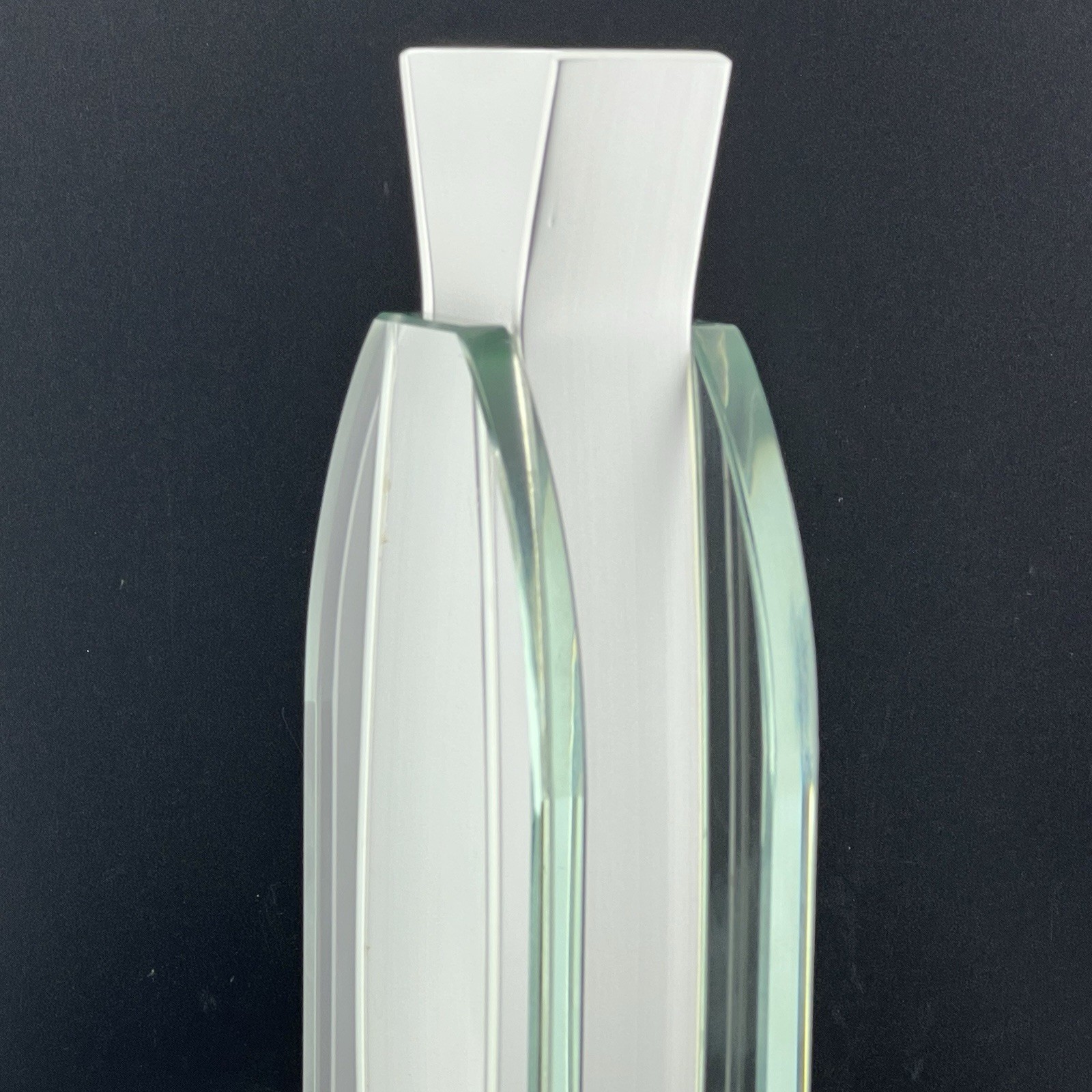 Modern Contemporary Art Glass & Steel Vase GP