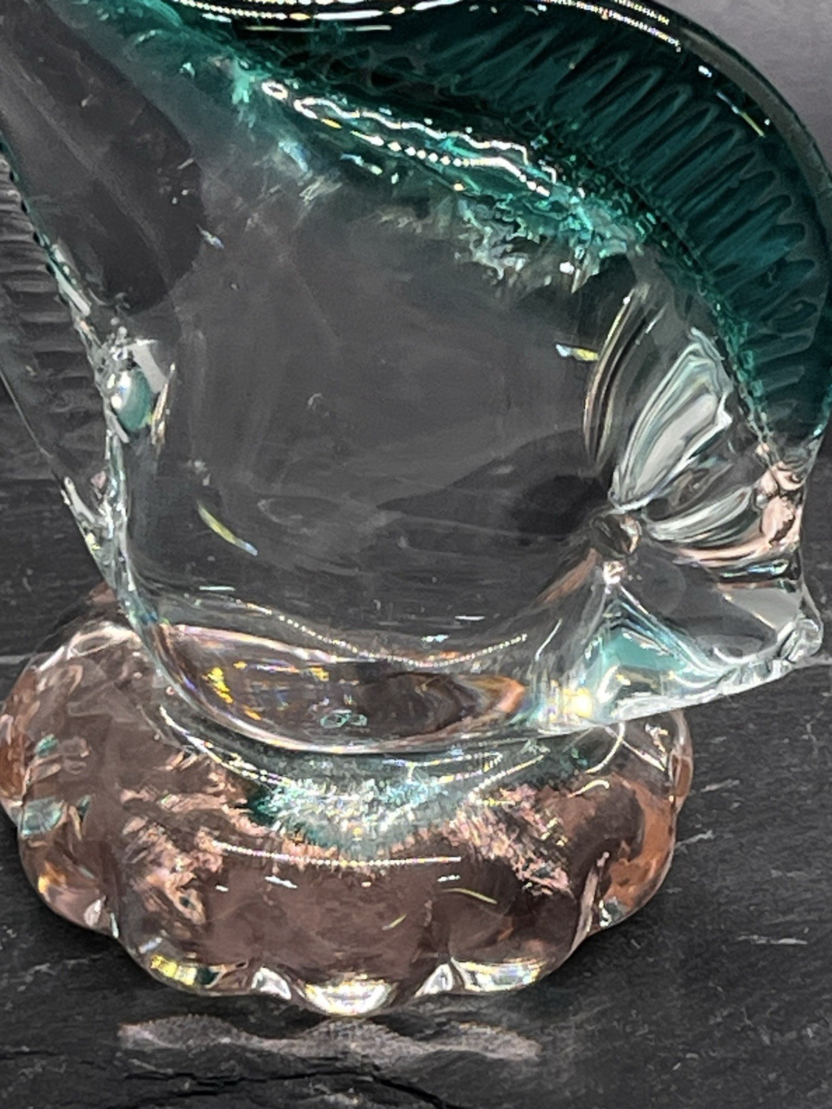 Blown Arte Murano ICET Clear & Blue Pink Base Fish Figurine