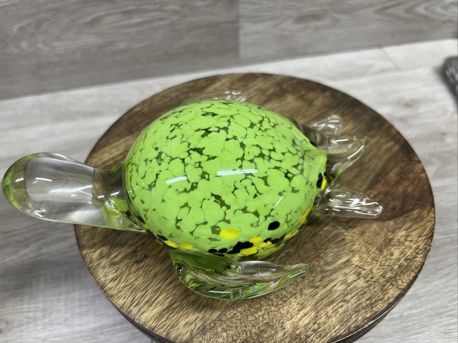 VTG Glass SEA Turtle Paperweight Clear Light Green 7” 5th Avenue Crystal
