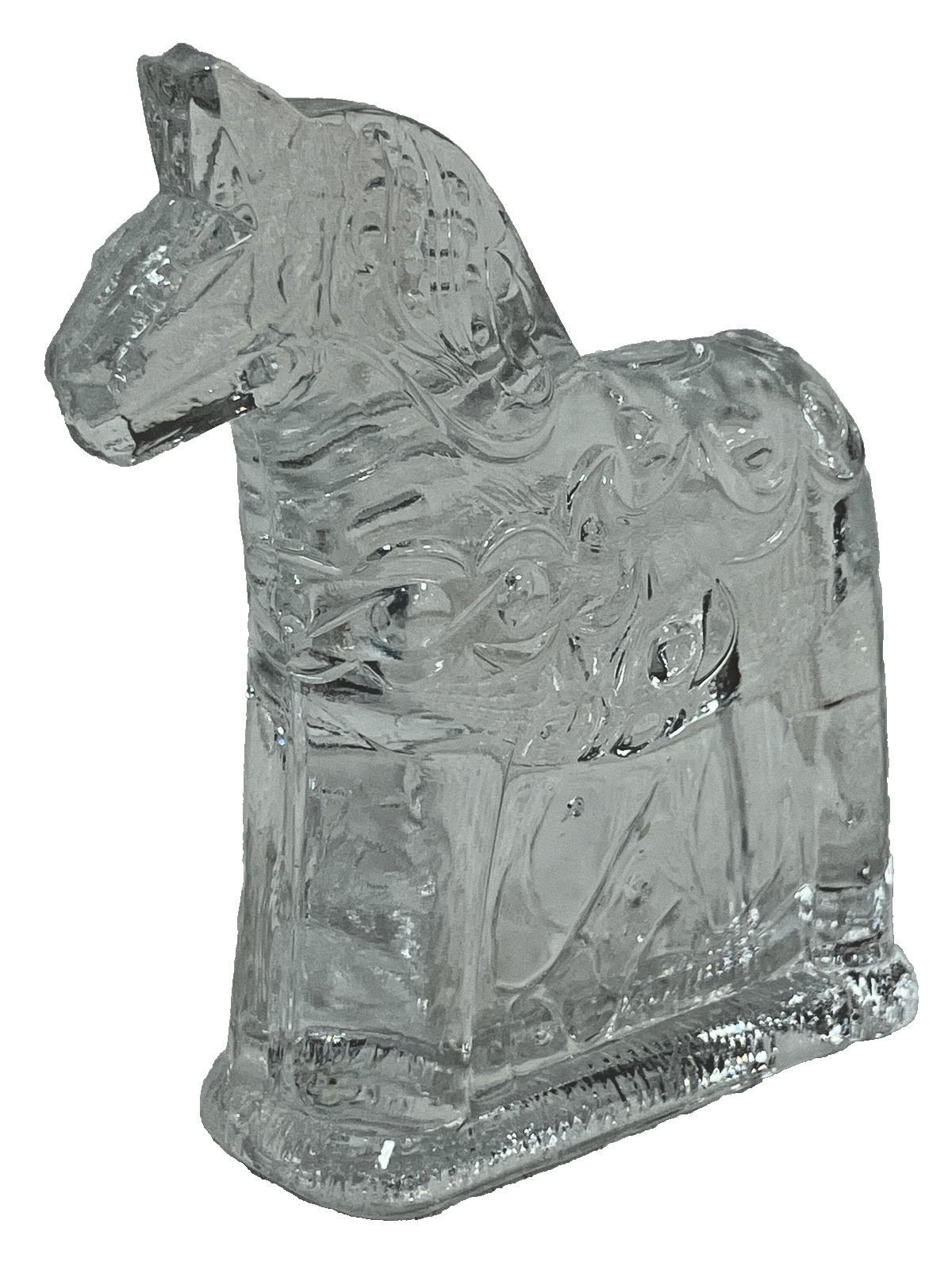 Lindshammar Sweden Glass Dala Horse Figurine Christer Sjogren Vintage 4.25″