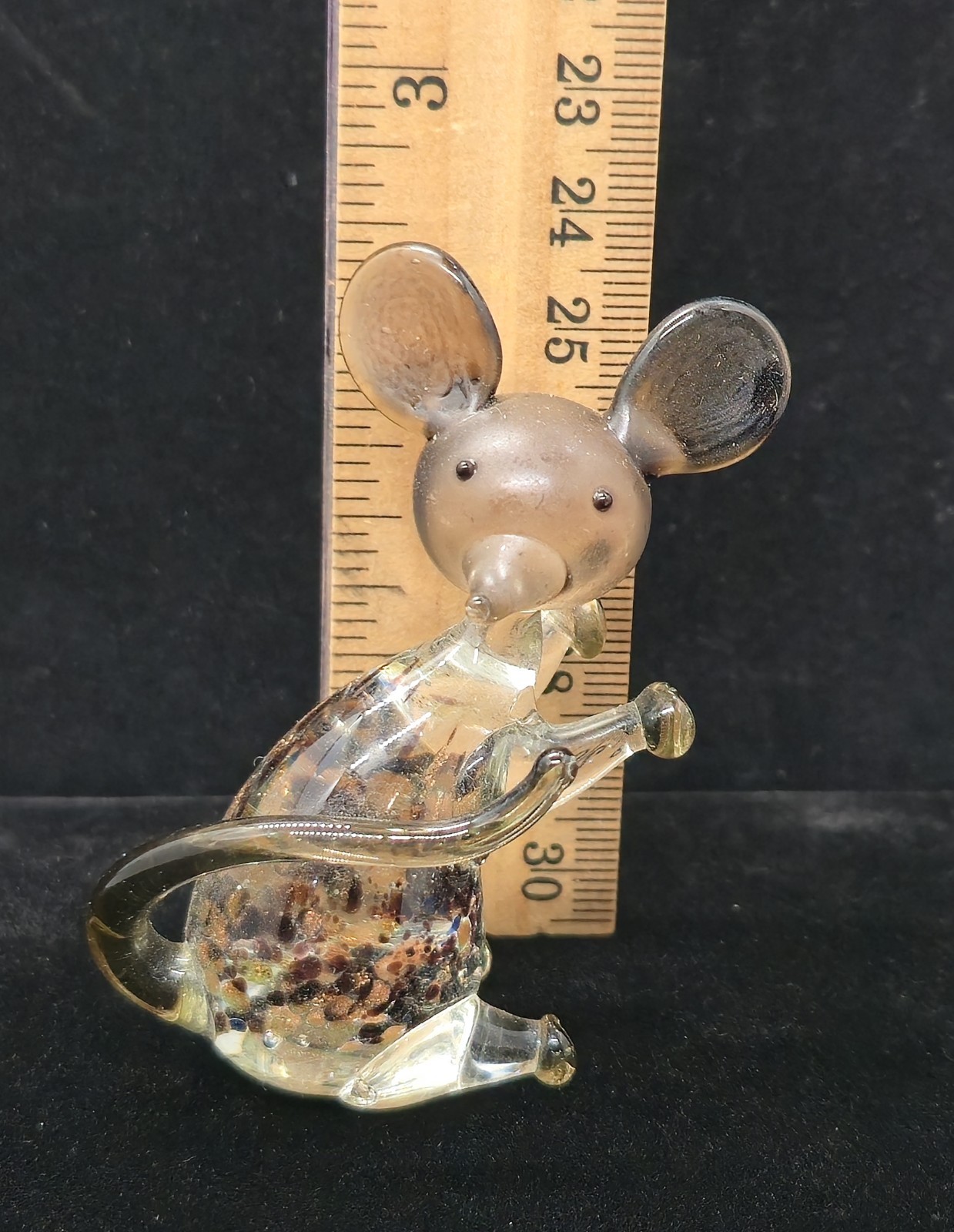 Vtg Hand Blown Murano Art Glass Coppery Brown Elephant Mouse Figurine Sculpture