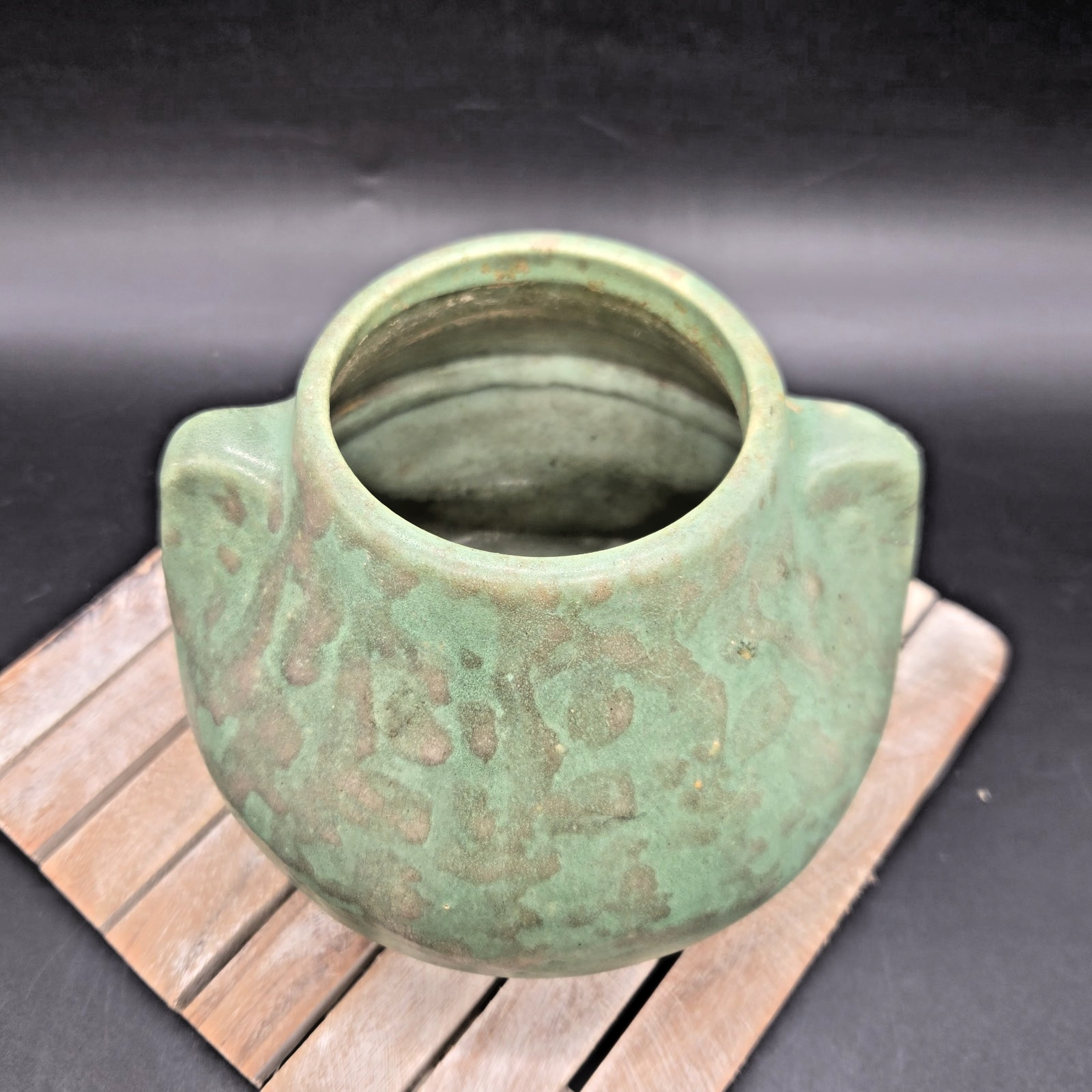 Brush McCoy Fawn Vase Art Vellum Glaze Green Double Handle Vintage