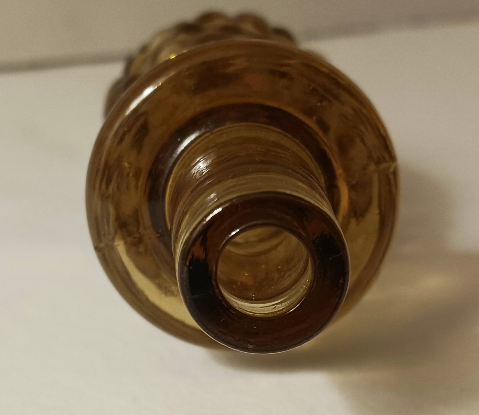 Vintage Empoli Honey Amber Genie Bottle Bubble Hobnail Stopper Only~8″