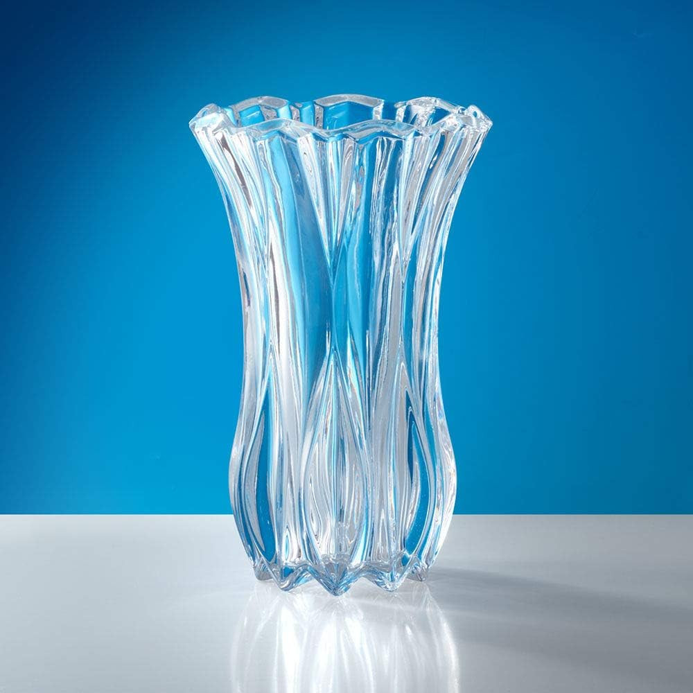 Blossom Crystal Vase 12 Inch – Sculpted Flower Design for Fresh Bouquets, Home D