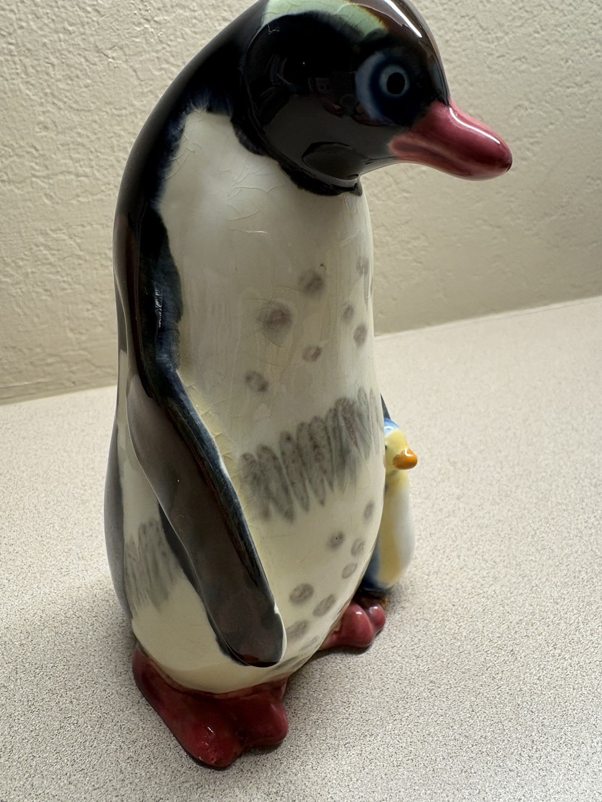 Very Rare Vintage 1960’s USSR Konakova Porcelain Emperor Penguin & Chick NICE