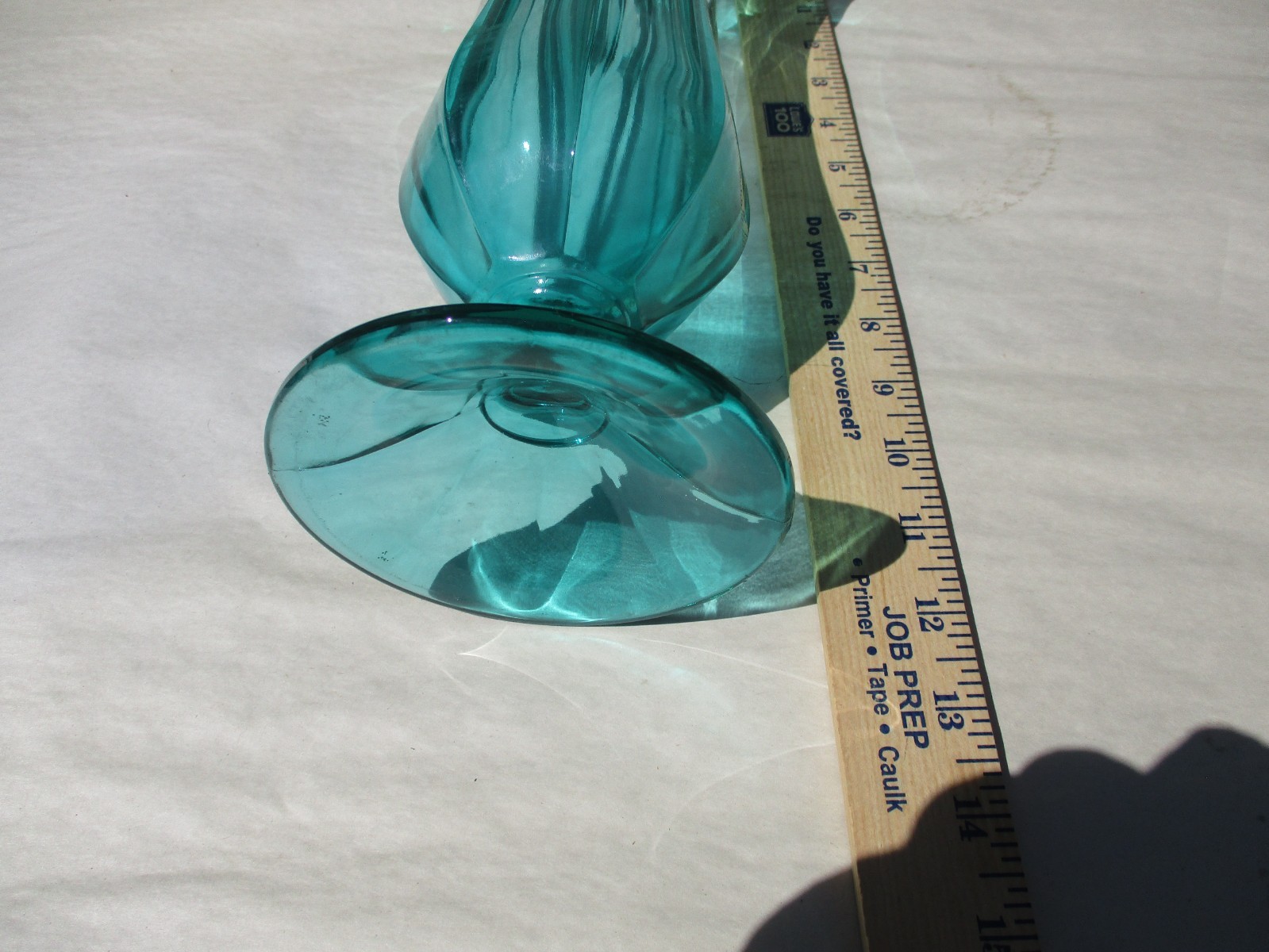 VTG MCM Westmorland Clear Teal Blue Swung Handkerchief Footed Vase 12″