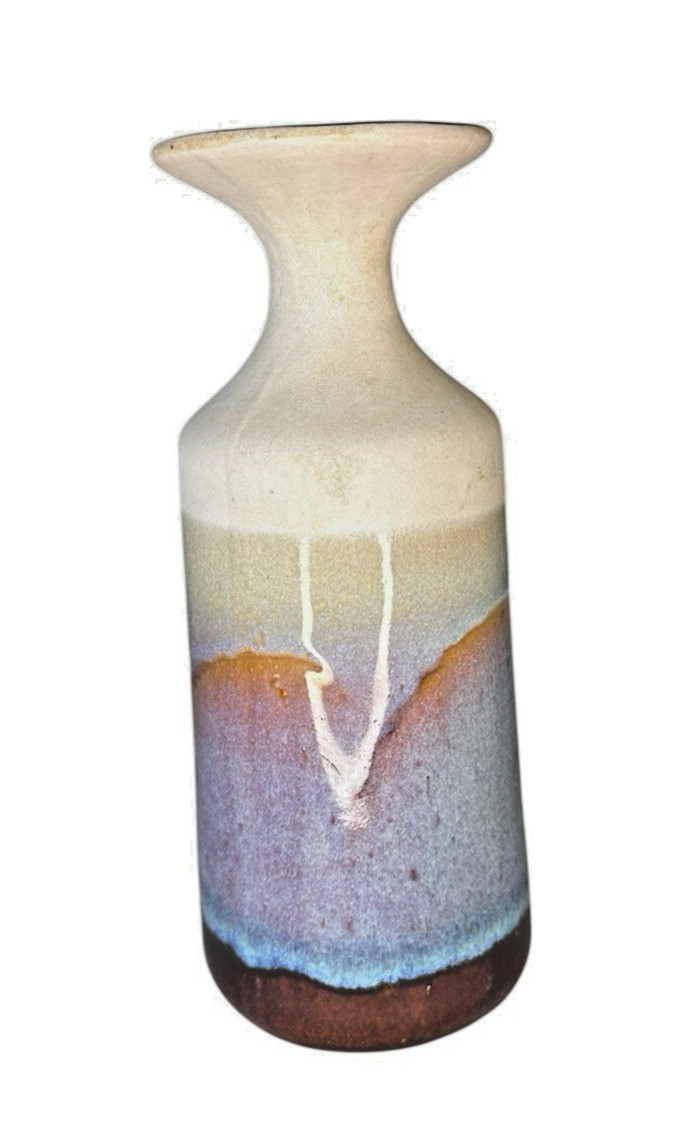 Studio Pottery 7.5″ Vase Turquoise Drip Glaze EUC Walt Glass ?