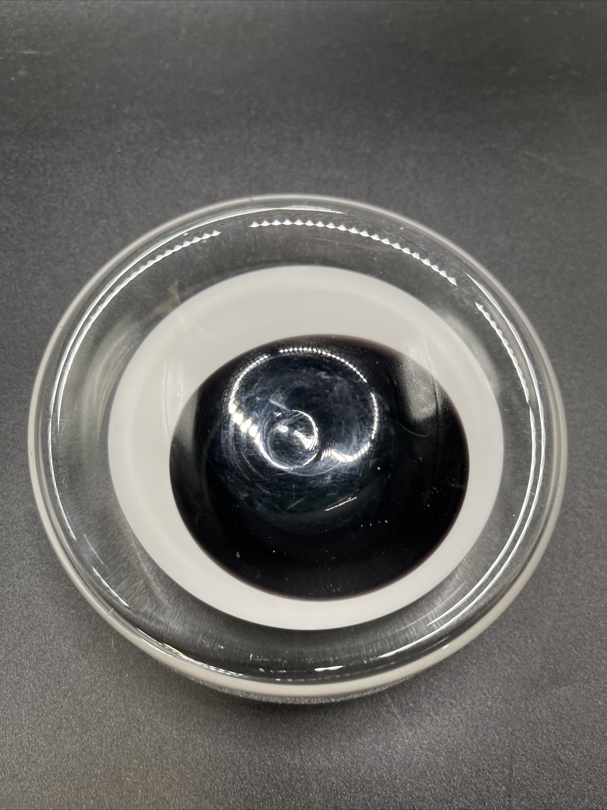 Art Glass Trinket Dish, Clear, Black & White