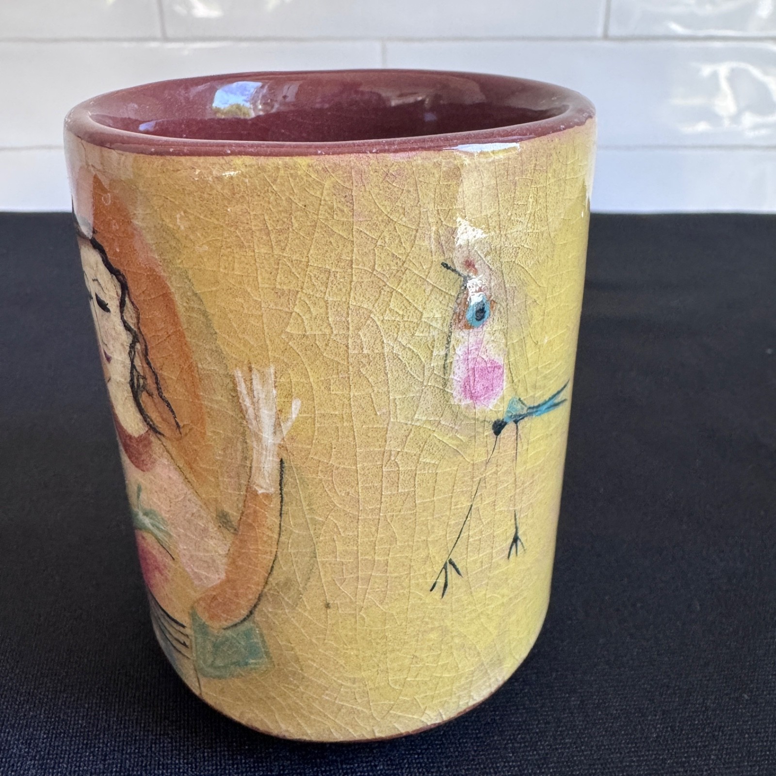 Vintage Polia Pillin California Studio Art Pottery Figural Ceramic Vase Cup MCM