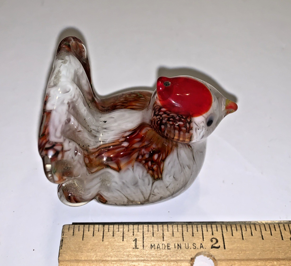 Miniature Blown Art Glass Rooster Chicken Figurine