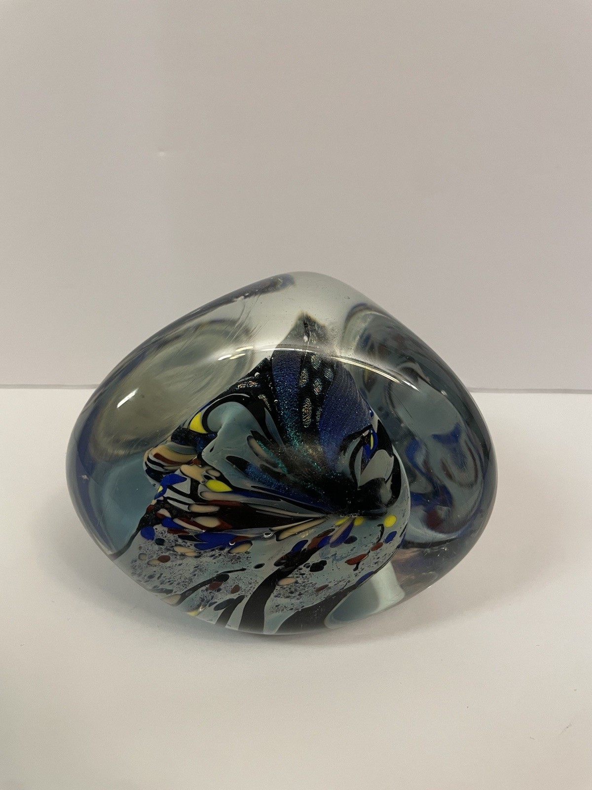 Vintage Art Glass Sculpture Signed Paperweight Undated