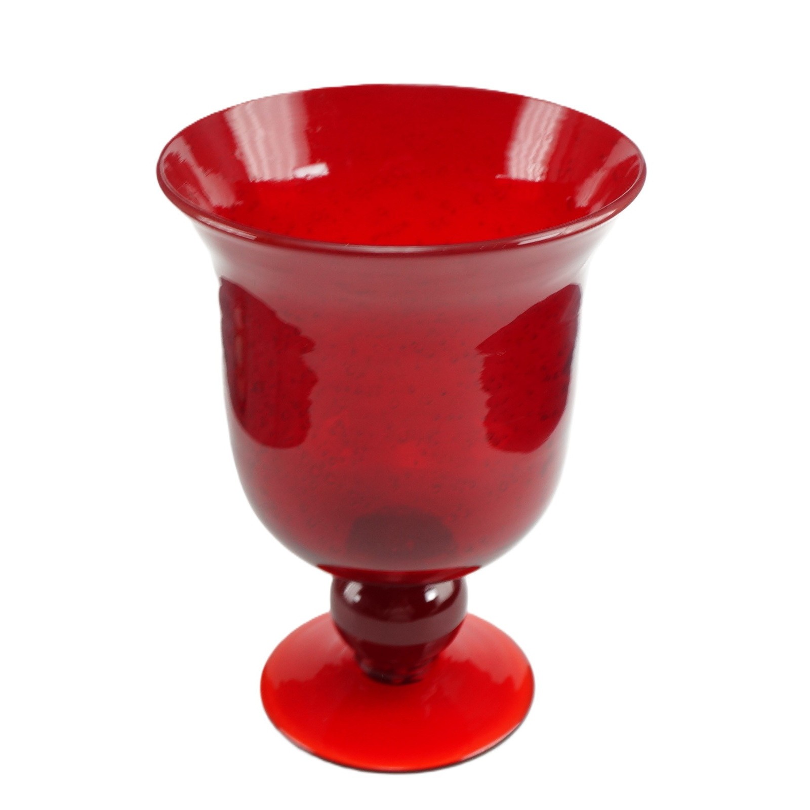 Rare 1930s 1940s Blenko #58 7 1/4” Ruby Red Flared Vase w/ Bubbles