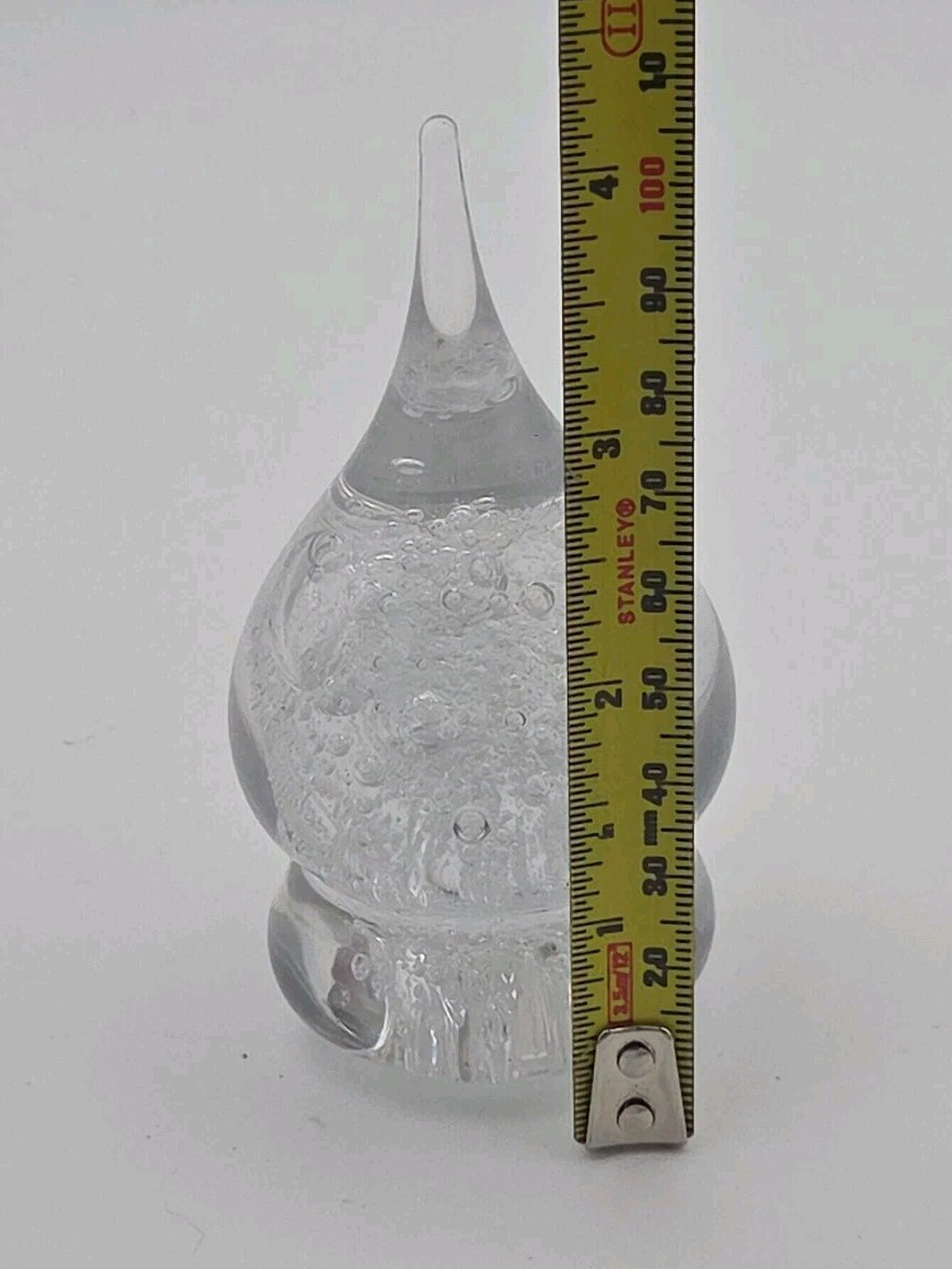 Vintage Art Glass Crystal Teardrop Paperweight Bubbles handmade SEE NOTE