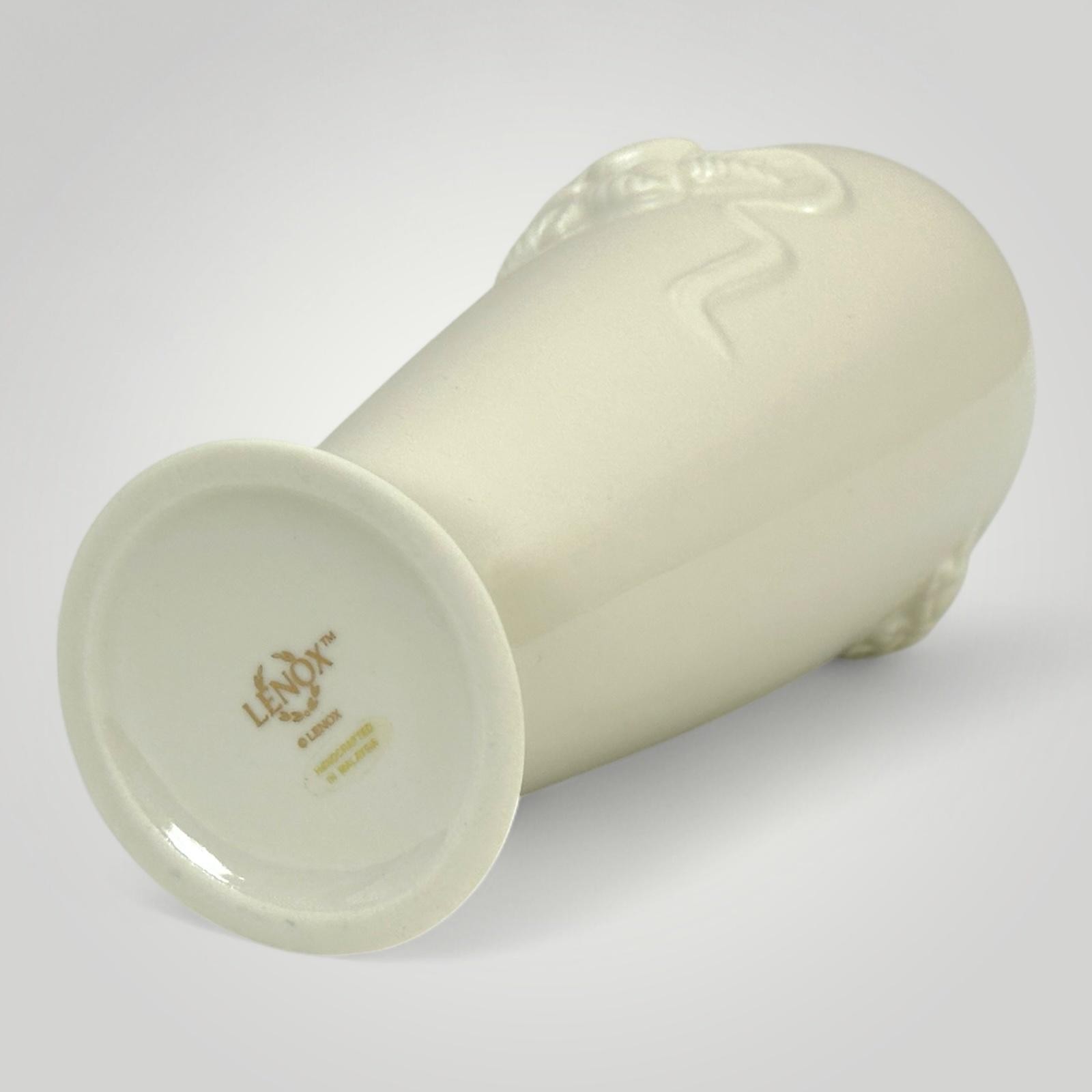 Lenox Rose Blossom Vase Ivory Fine China 24K Gold Trim Embossed Roses w/ COA