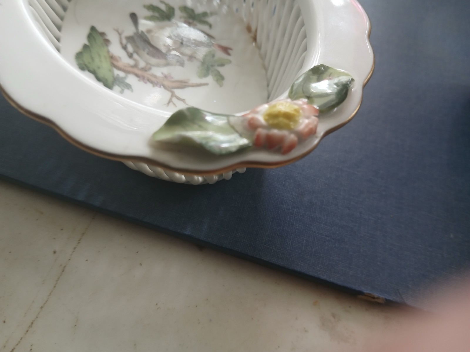 Herend Rothchild Bird 5.5″ woven basket 7379 + other Herend 2.6″ bud vase