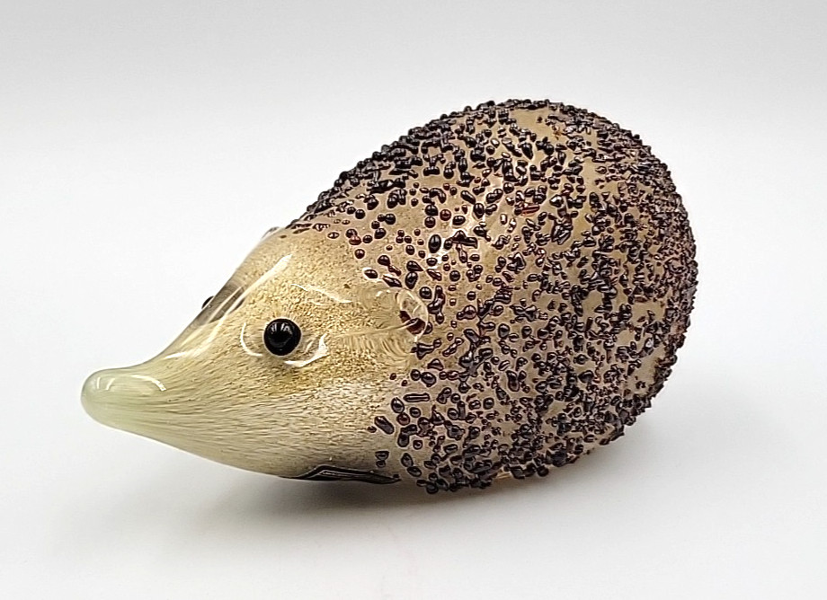 Langham Glass Handmade Blow Glass Hedgehog figurine paperweight Signed