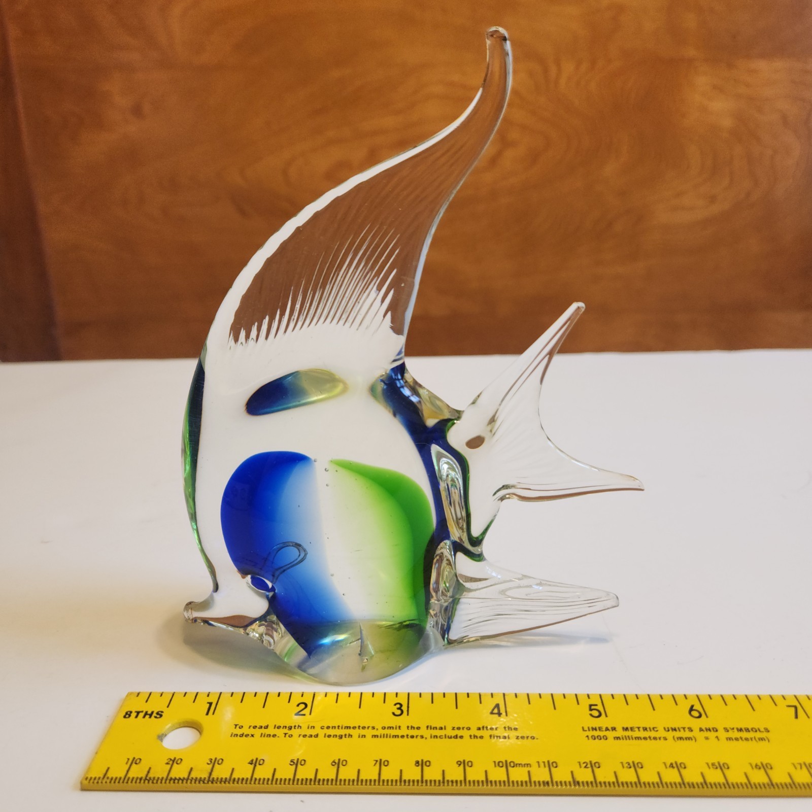 Lot of 2 Art Glass Fish Figures Murano Style Angelfish & Tropical Vintage