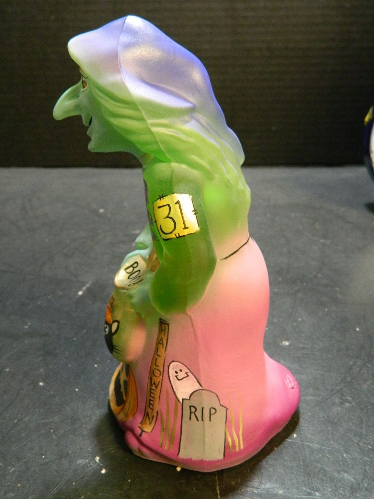 Fenton LE Hand Painted Halloween BOO Witch 6.5″ Figurine Barley #9 of 24 Exc