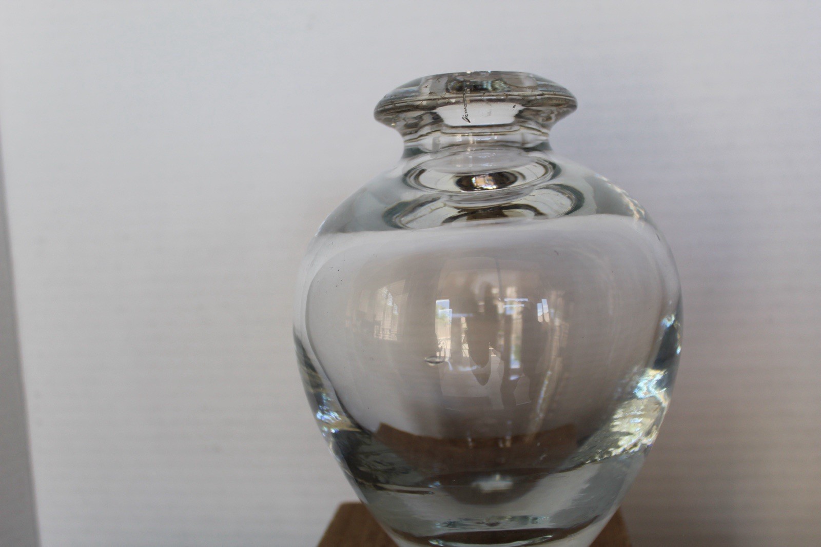 Vintage Mouth Blown Glass Potbelly Vase Bud Vase Heavy Thick