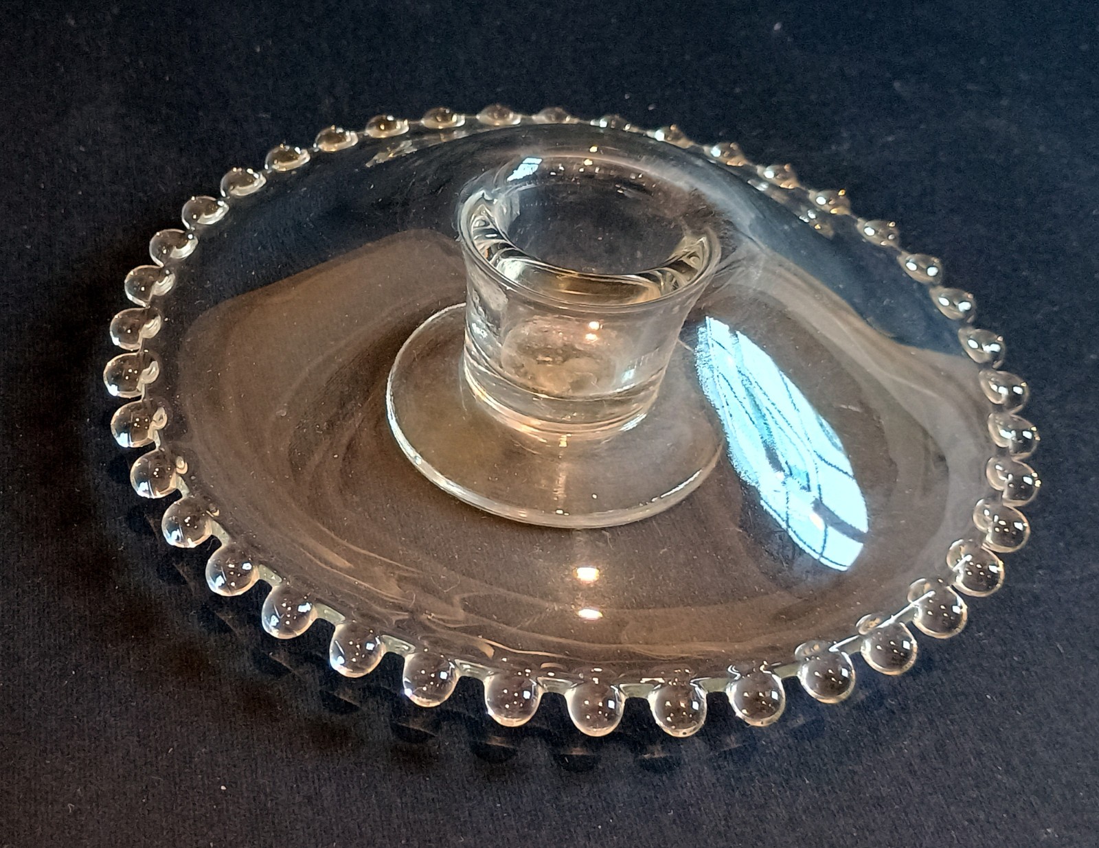 Vintage Imperial Glass Candlewick Tapered Candle Holder Beaded Trim