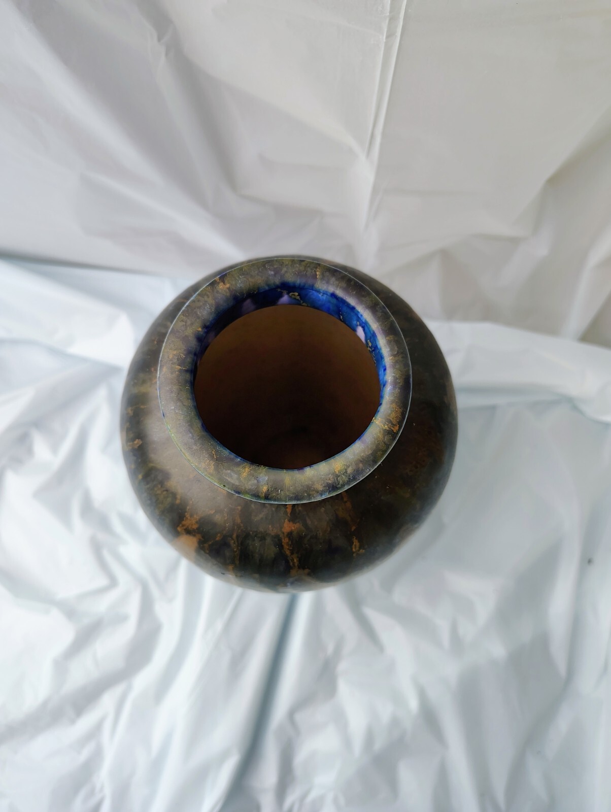 MCM Studio Art Pottery Vase BLUE PURPLE DRIP GLAZE 9.5 X 6 Inches