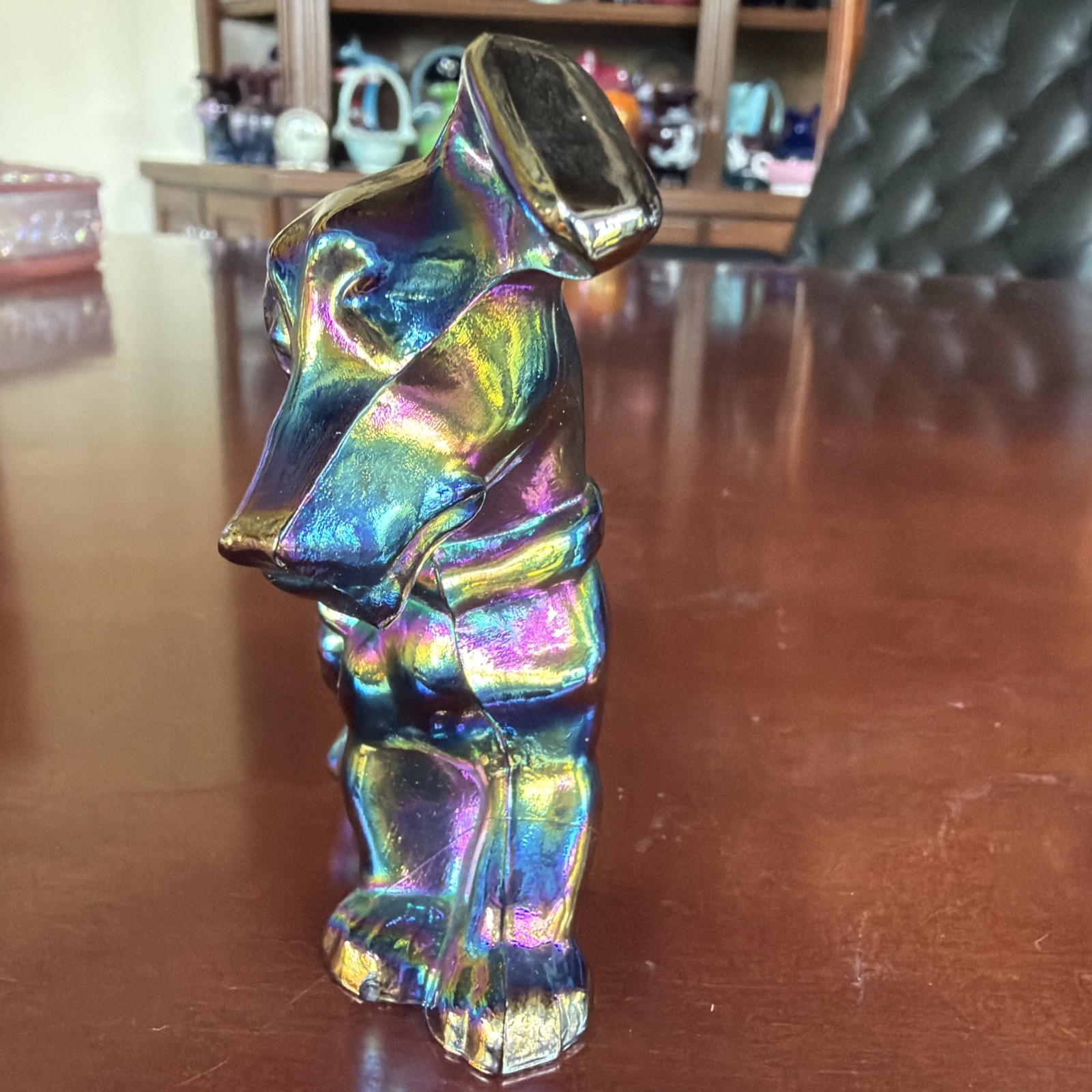 Darling Vintage Imperial Glass Terrier “Parlor” Pup Amethyst Carnival Signed
