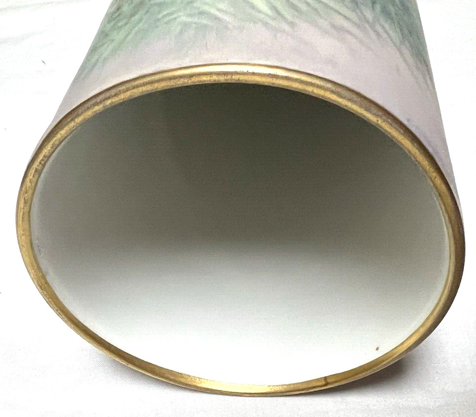 Antique Pickard Scenic Vellum Painted 12″ Vase Signed Edward Challinor 1910 #469