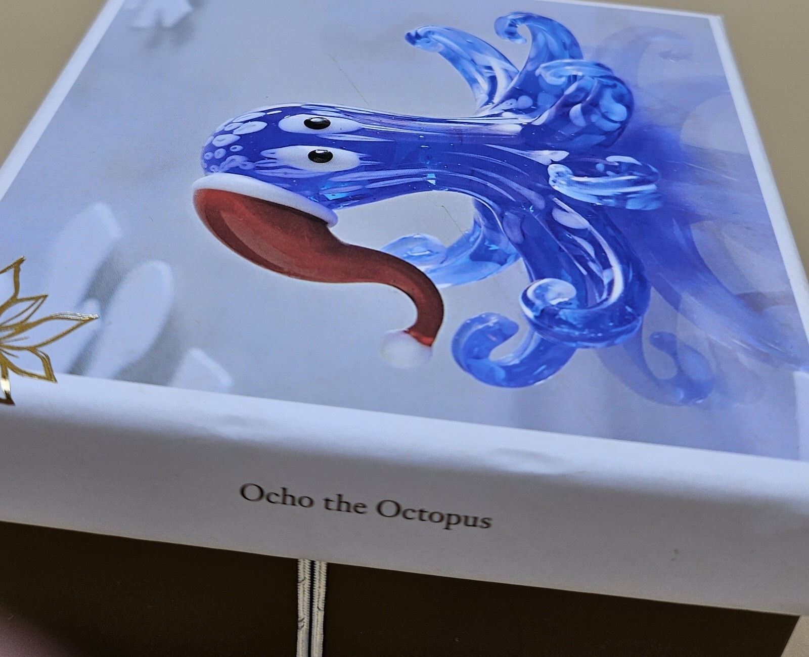Ocho the Octopus, in original box, with Santa Hat – Art Glass, Christmas