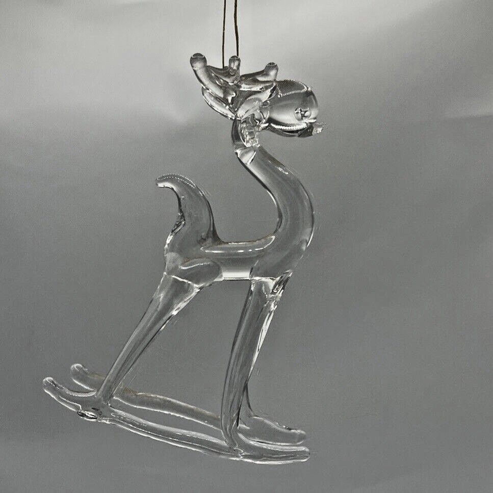 Vintage Miniature Hand Blown Glass Animal Buck Deer 3” Christmas Ornament MCM