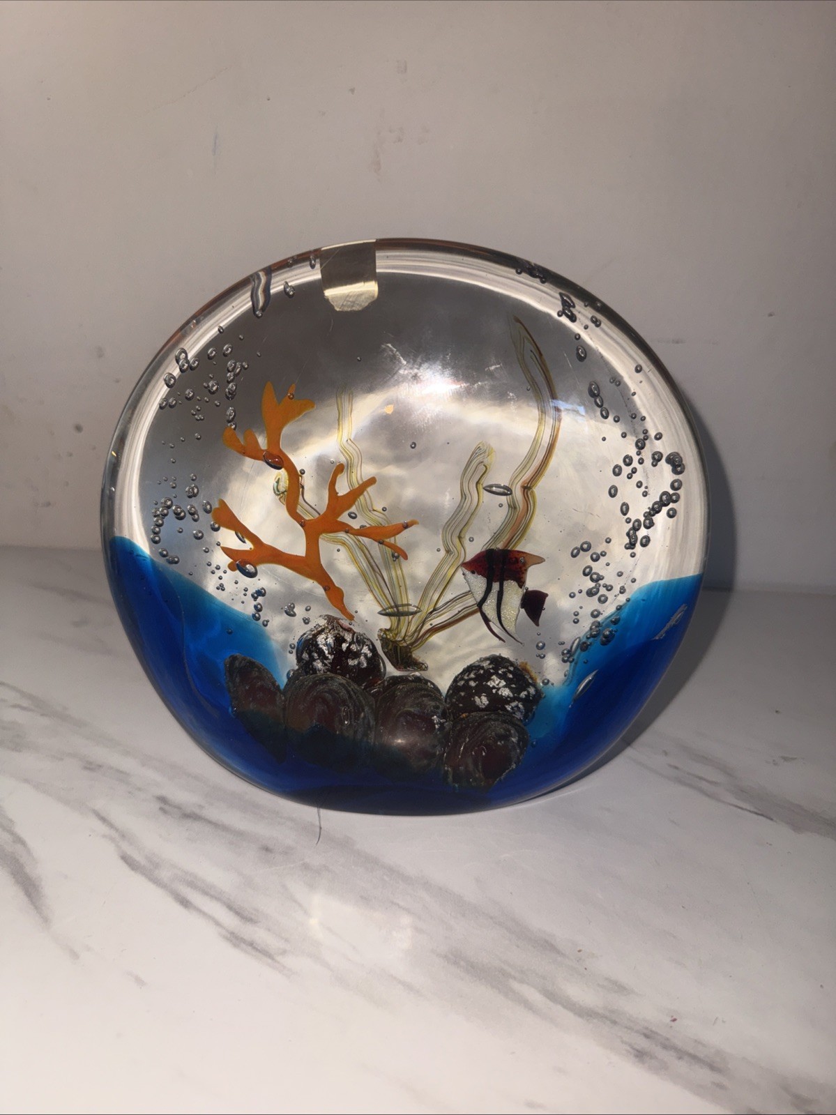 Vintage Murano Glass Aquarium Sculpture Glass Blown Art 7.5 X 7.5