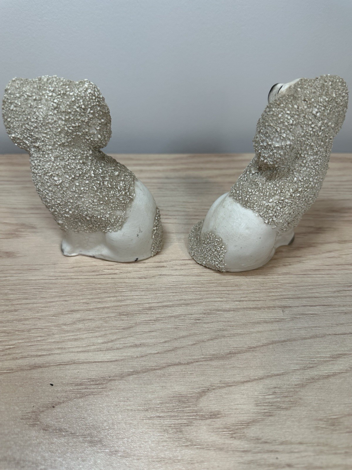 Antique Staffordshire – Pair Confetti Poodle Dogs 4 1/2 Excellent Condition