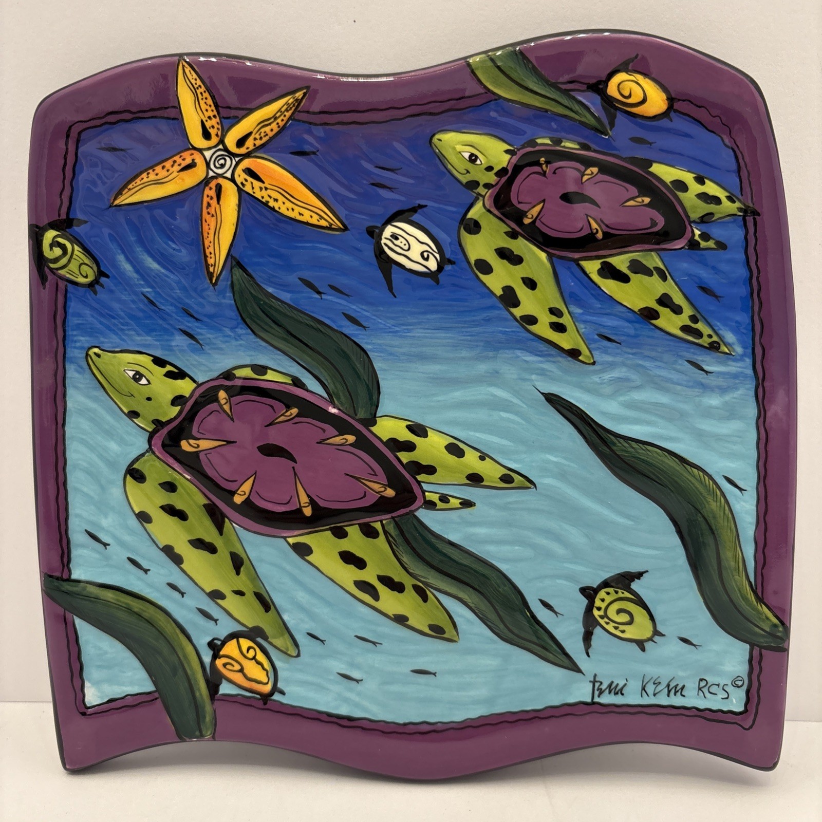 Terri Kern Sea Turtle Tile Trivet Red Carpet Studios Coastal Decor NIB