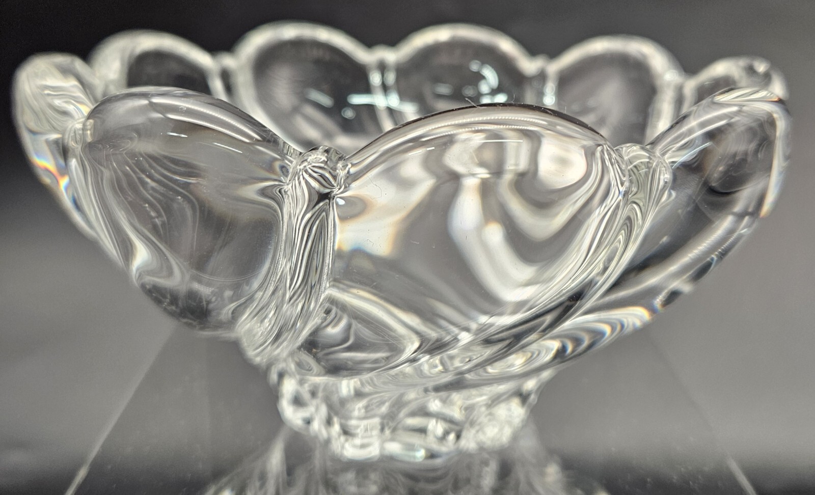 Mikasa Lead Crystal Peppermint Swirl Candy Bowl 5 1/2 inches Diameter