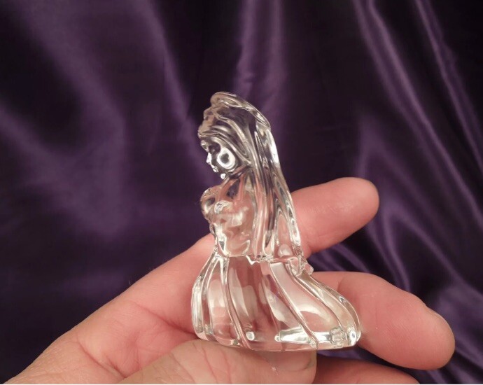 Waterford Marquis Nativity Mary & Baby Jesus Figurines Lead Crystal 2PC Set Vtg
