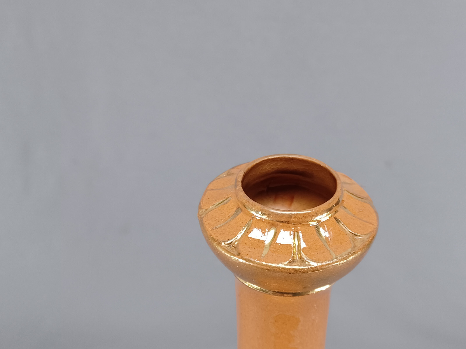 Late 19th Century Austrian Hand Painted Ottoman Turk Orange & Gold Faience Vase